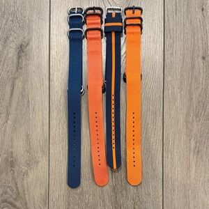 Stylish Orange & Blue Nylon Adjustable Watch Bands Straps - 4 - Collegiate NWOT